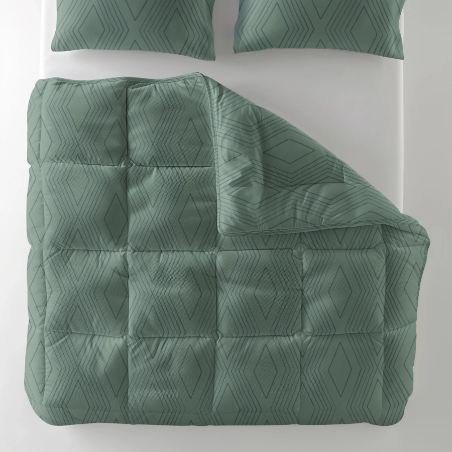 All-in one Lazy dekbed Dorian Groen Met Kussenslopen
