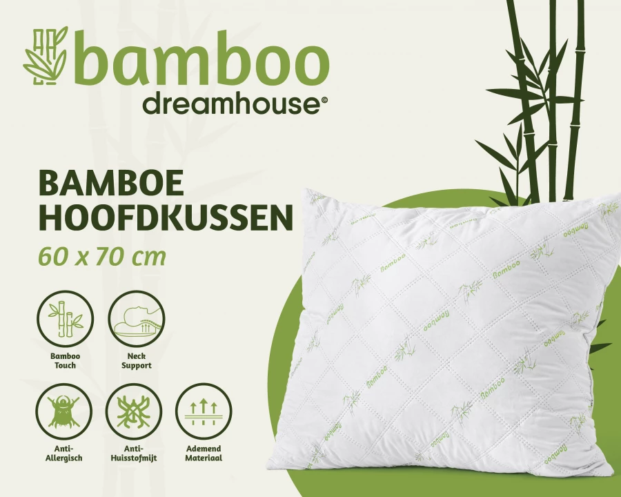 Bamboe Hoofdkussen Wit 60 x 70