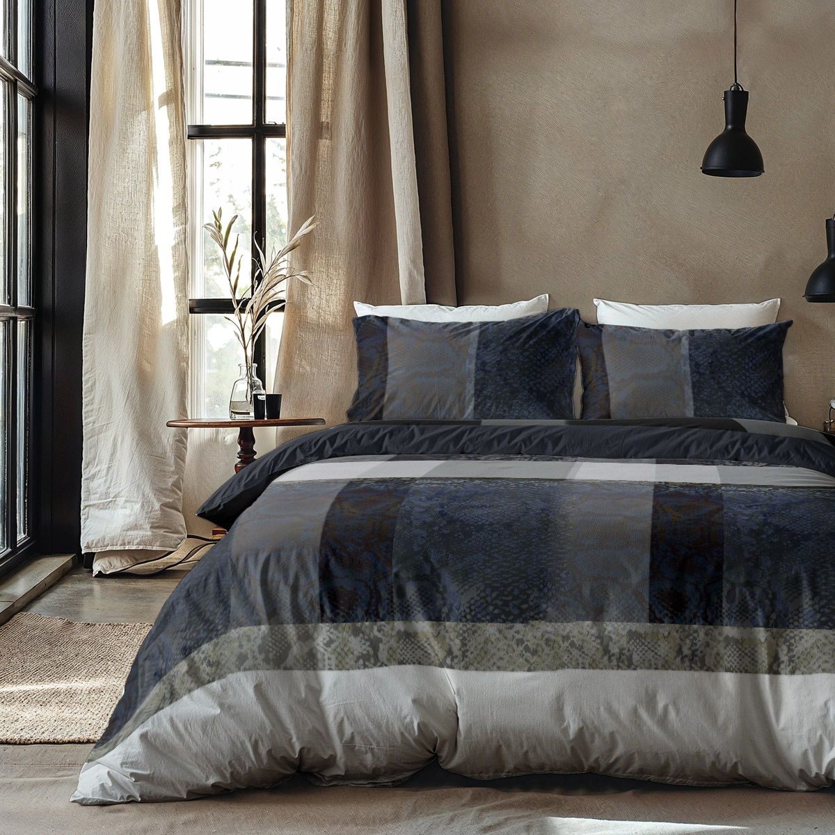 Dekbedovertrek Flanel Mannoo squares      Sleep Sense