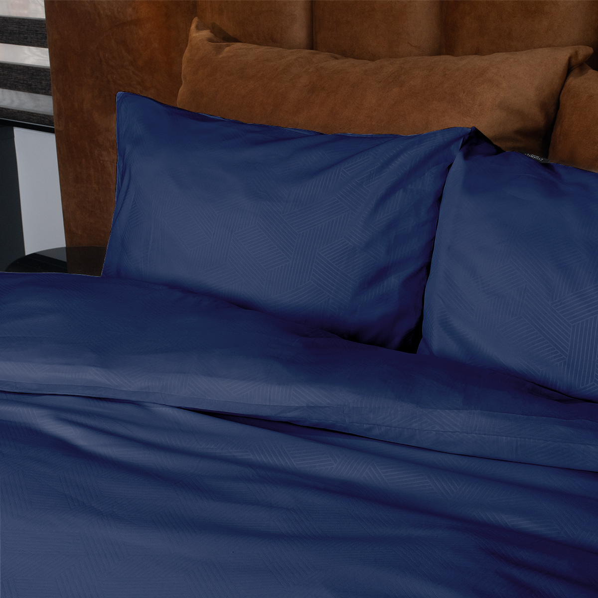 Emboss Dekbedovertrekset Geometric - Donkerblauw