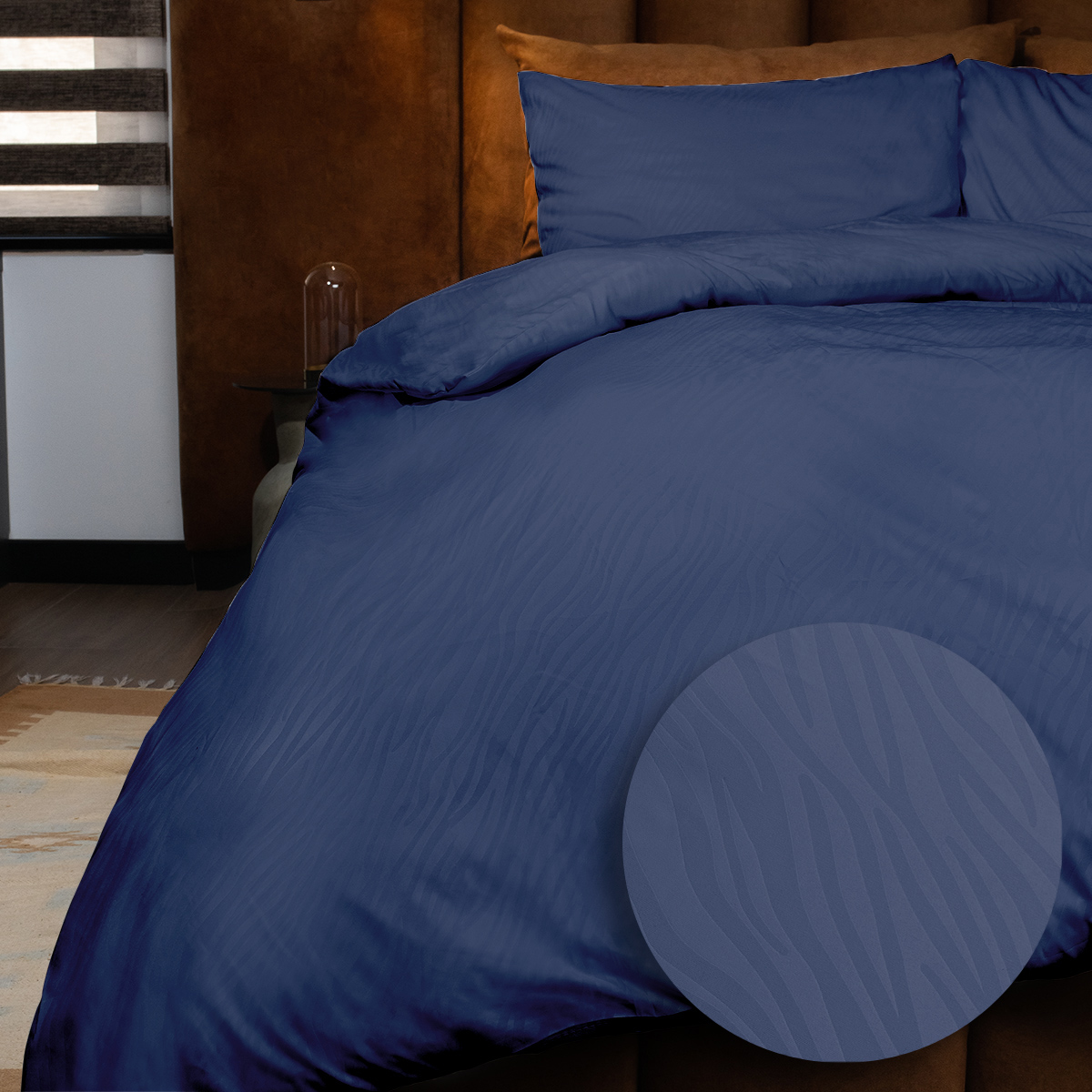 Emboss Dekbedovertrekset Zebra - Donkerblauw
