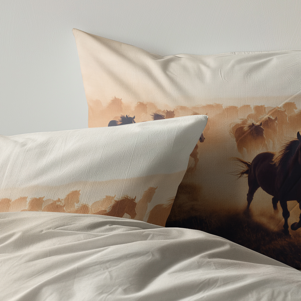 % Microvezel dekbedovertrekset Terra Plains Horses