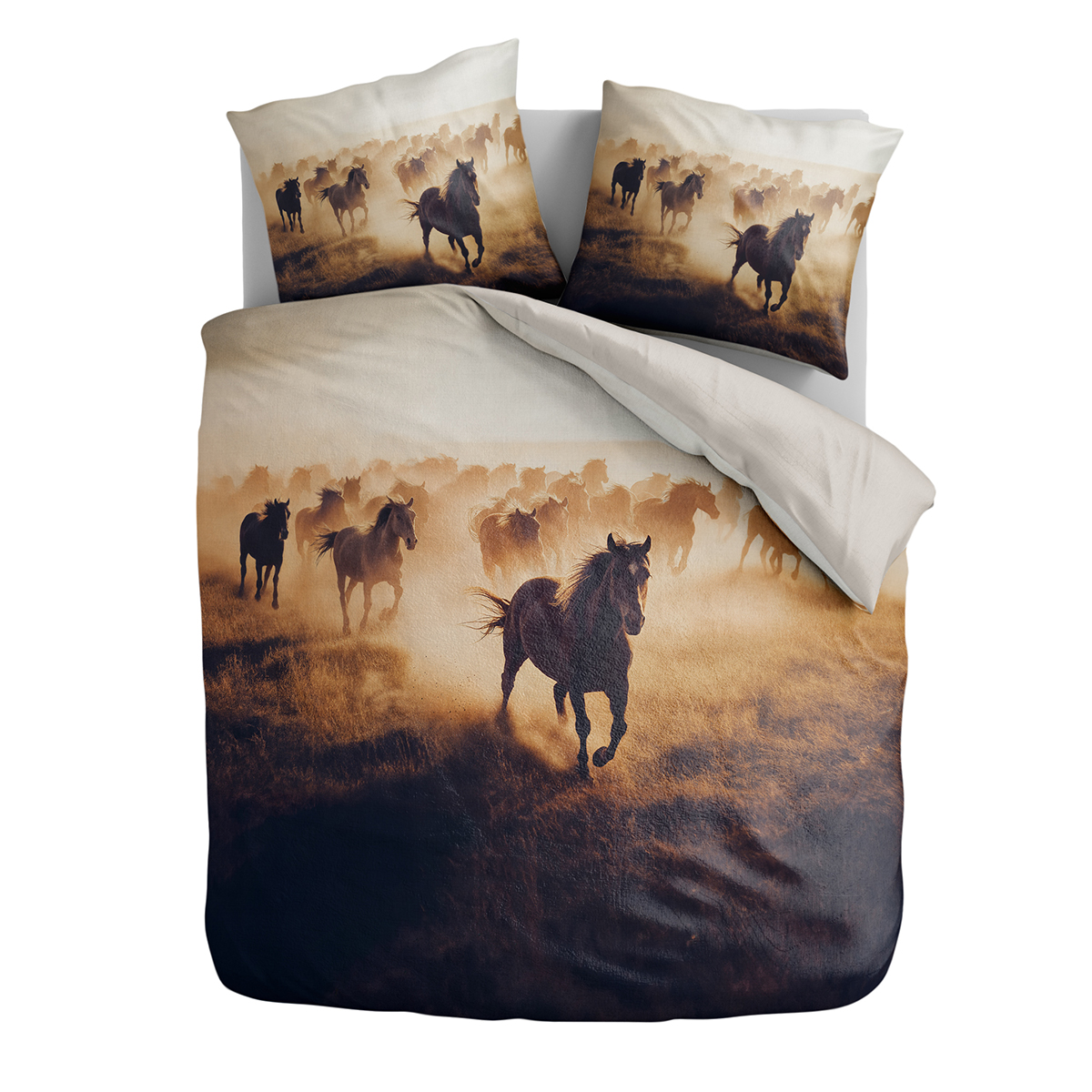 % Microvezel dekbedovertrekset Terra Plains Horses