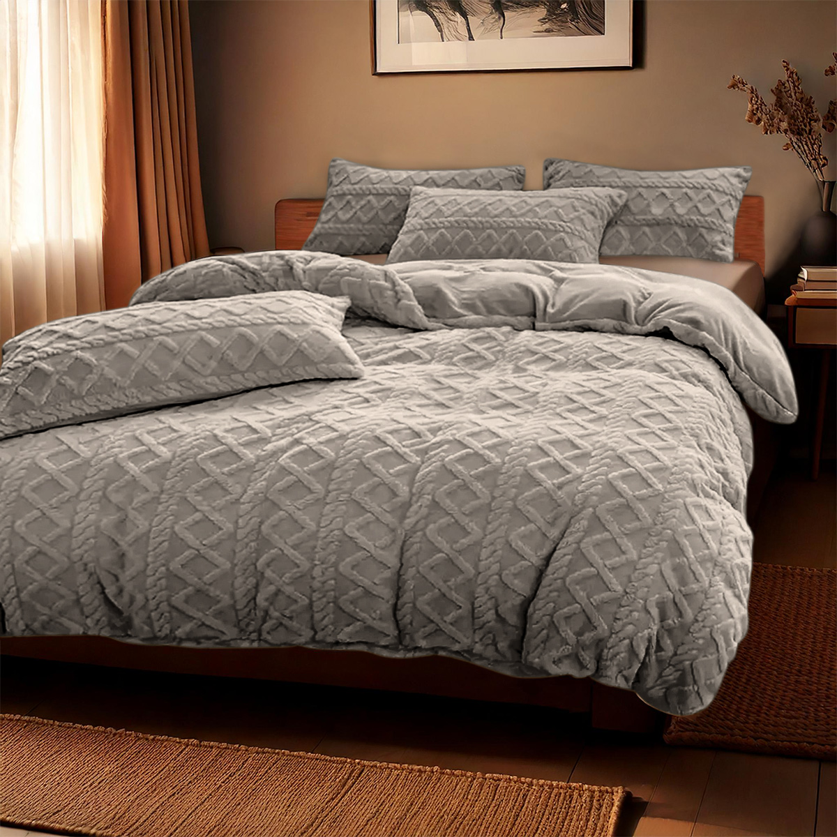 Dekbedovertrekset Jacquard Teddy Stone