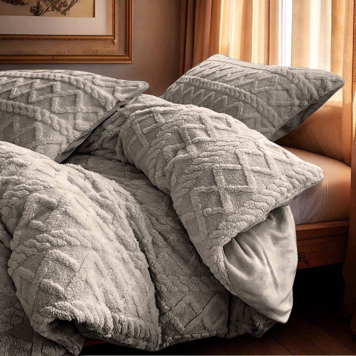 Dekbedovertrekset Jacquard Teddy Stone