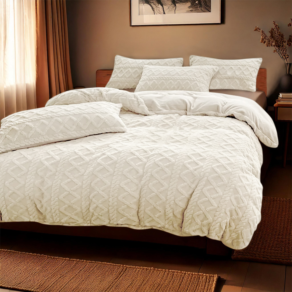 Dekbedovertrekset Jacquard Teddy Whisper White