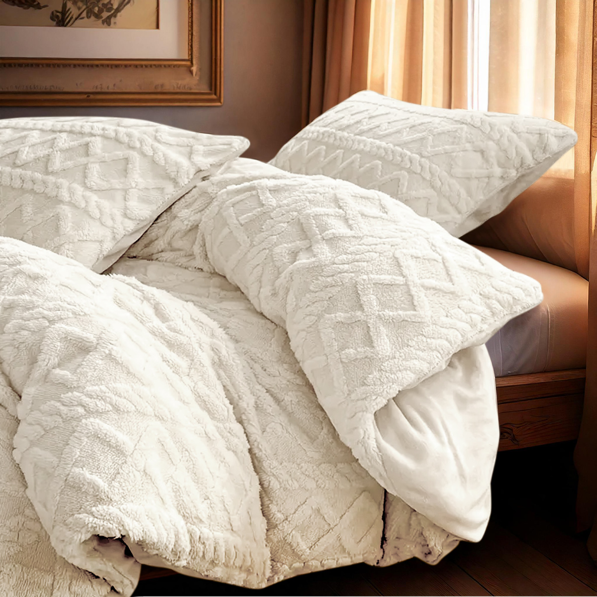 Dekbedovertrekset Jacquard Teddy Whisper White