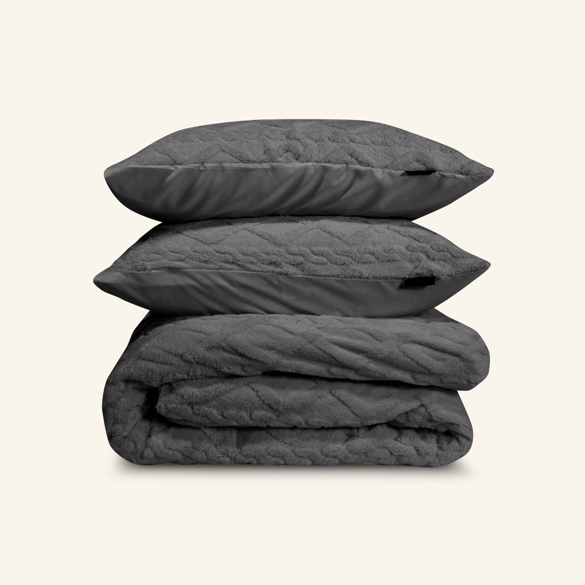 Dekbedovertrekset Jacquard Teddy Antraciet