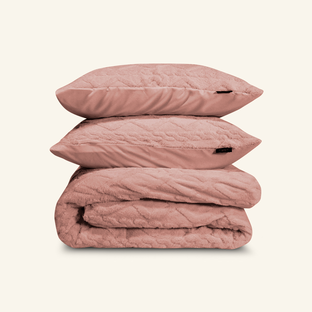 Dekbedovertrekset Jacquard Teddy Peach