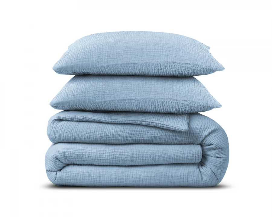 Mousseline Perkal Sky Blauw