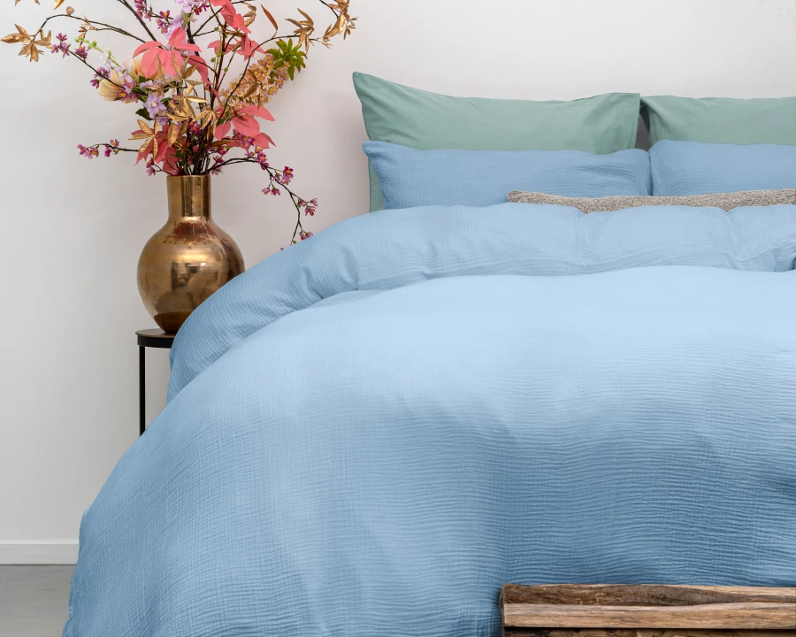 Mousseline Perkal Sky Blauw