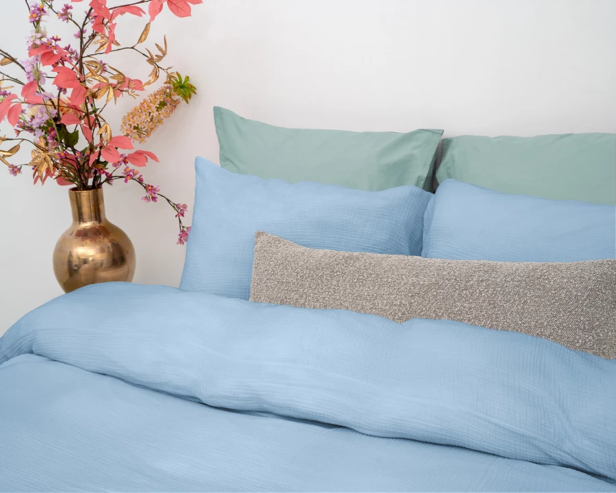Mousseline Perkal Sky Blauw