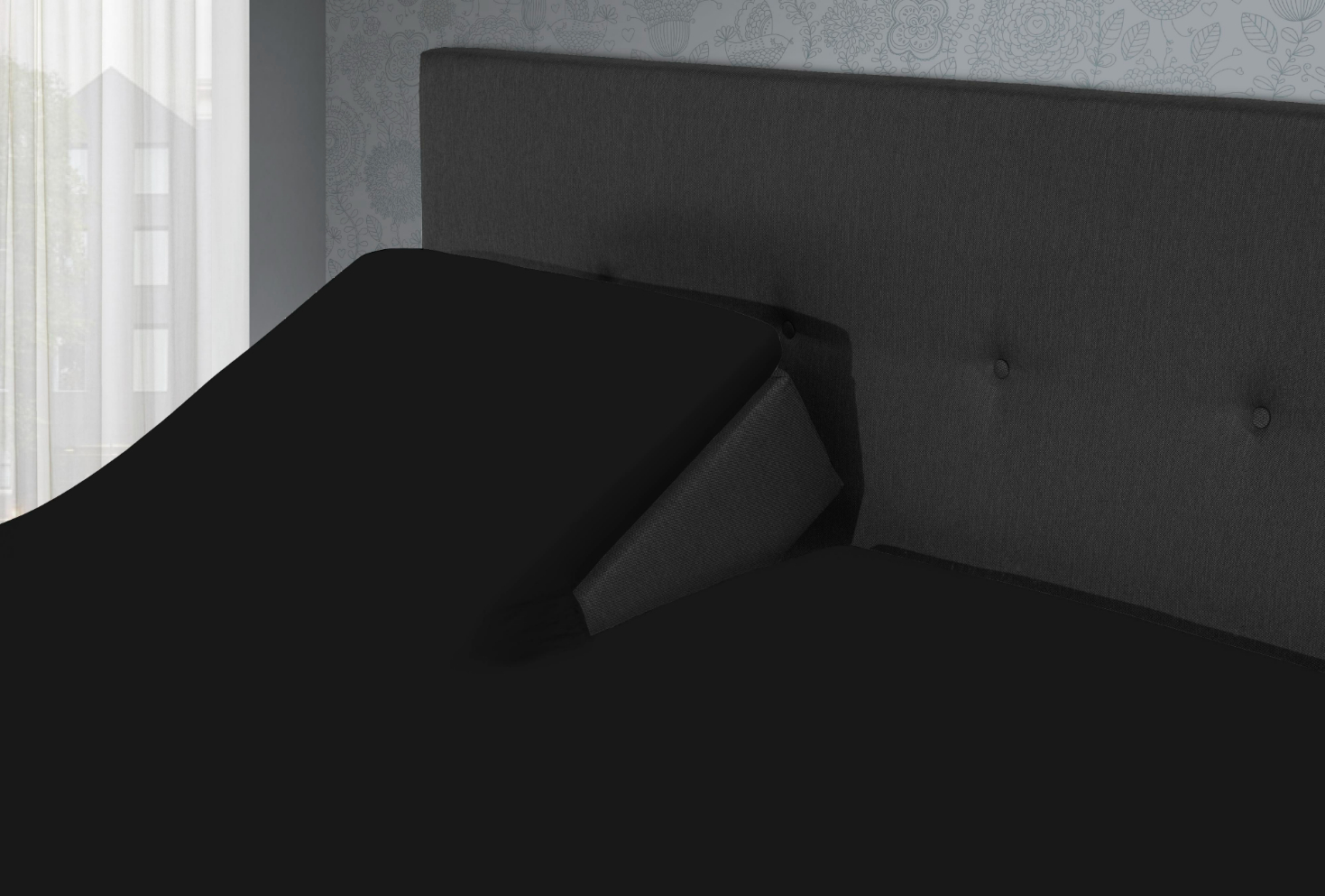 Jersey Split Topper Hoeslaken - Zwart