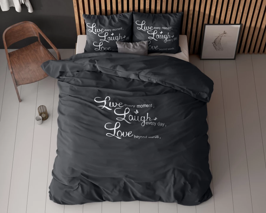 Live, laugh and love Antraciet