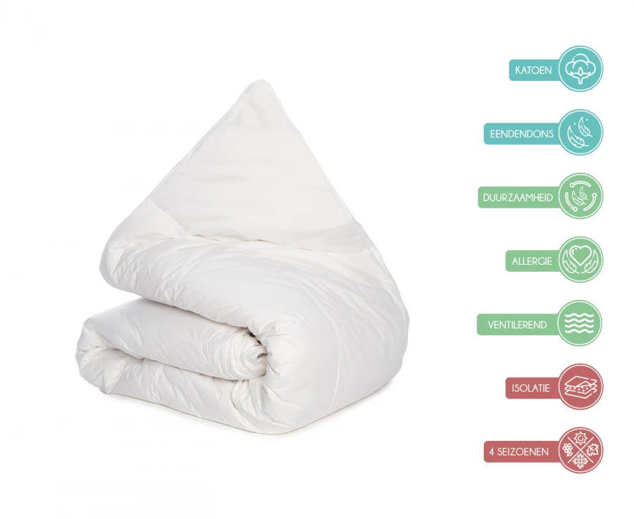 90% Eendenveren Dekbed Wit 4-Seizoenen