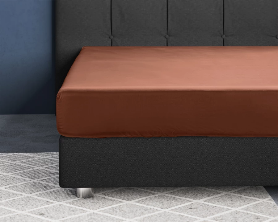 Satijnen Hoeslaken Bruin