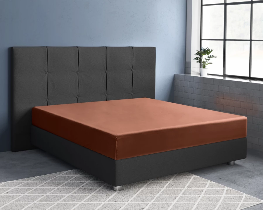 Satijnen Hoeslaken Bruin