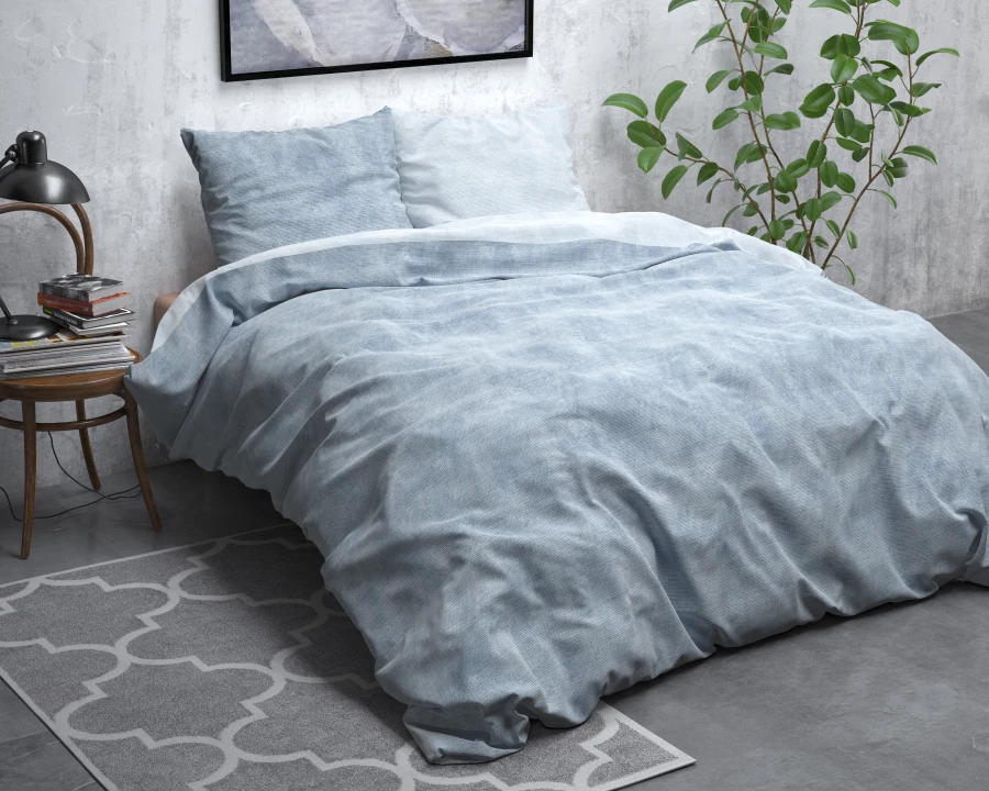 Flanel Washed Cotton Blauw