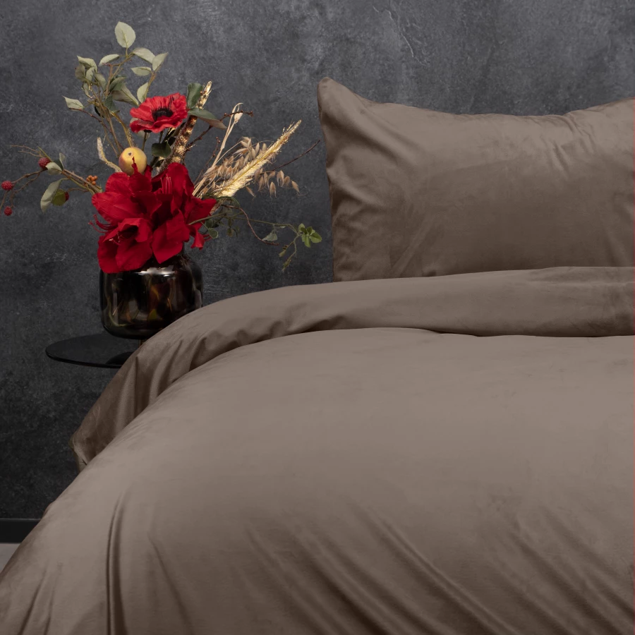 Velvet Uni Dekbedovertrek Taupe