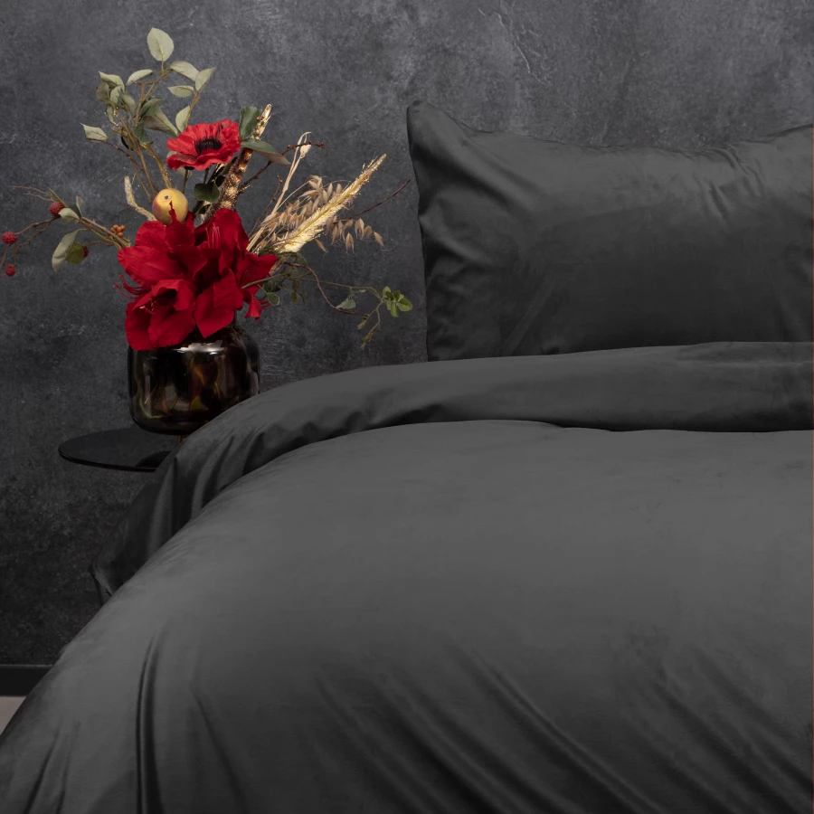 Velvet Uni Dekbedovertrek Antraciet