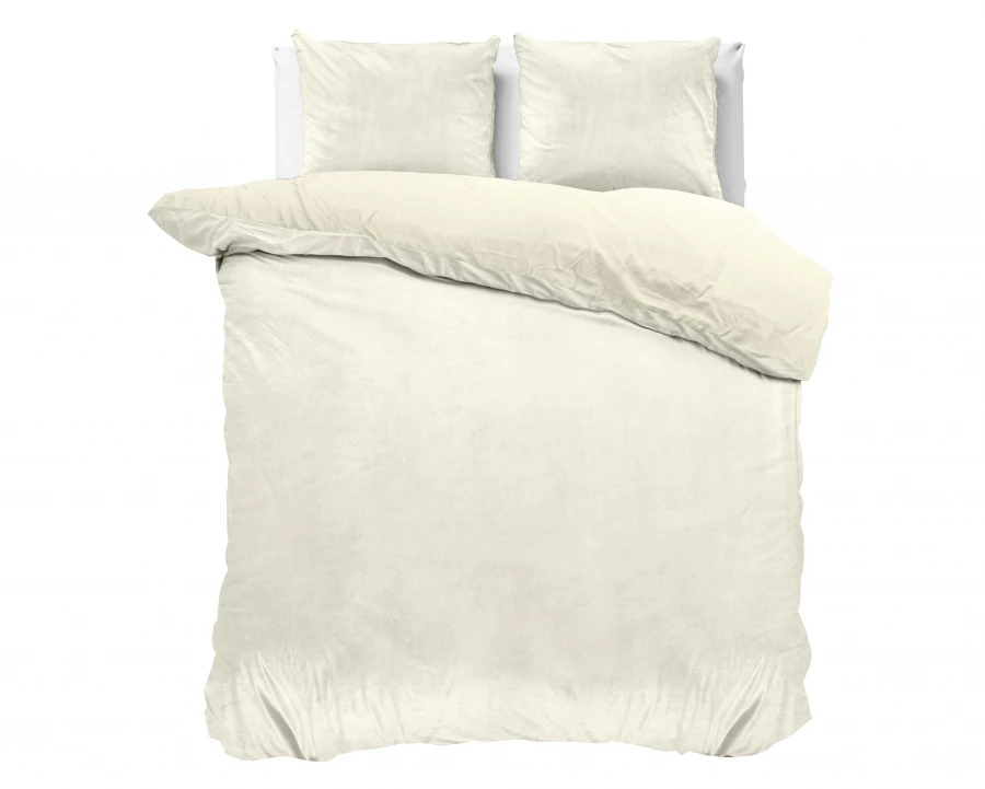 Velvet Uni Dekbedovertrek Creme