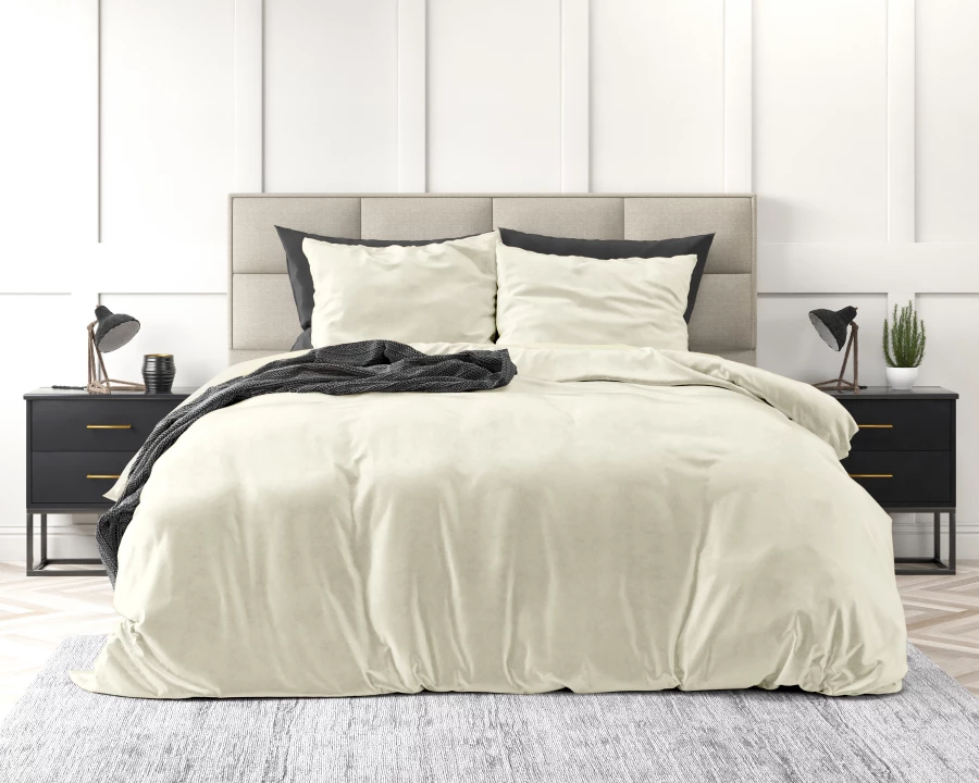 Velvet Uni Dekbedovertrek Creme