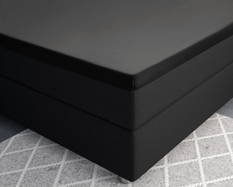 Topper Satijn Hoeslaken Zwart