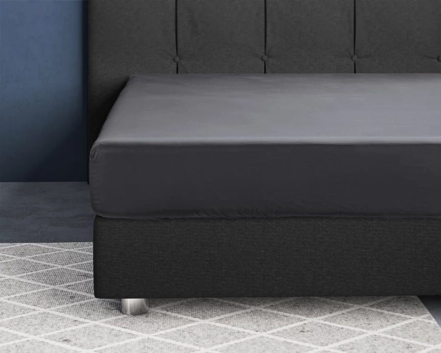 Satijnen Hoeslaken Antraciet