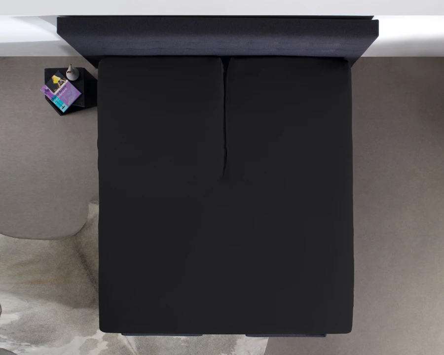 Splittopper Katoen Hoeslaken Zwart