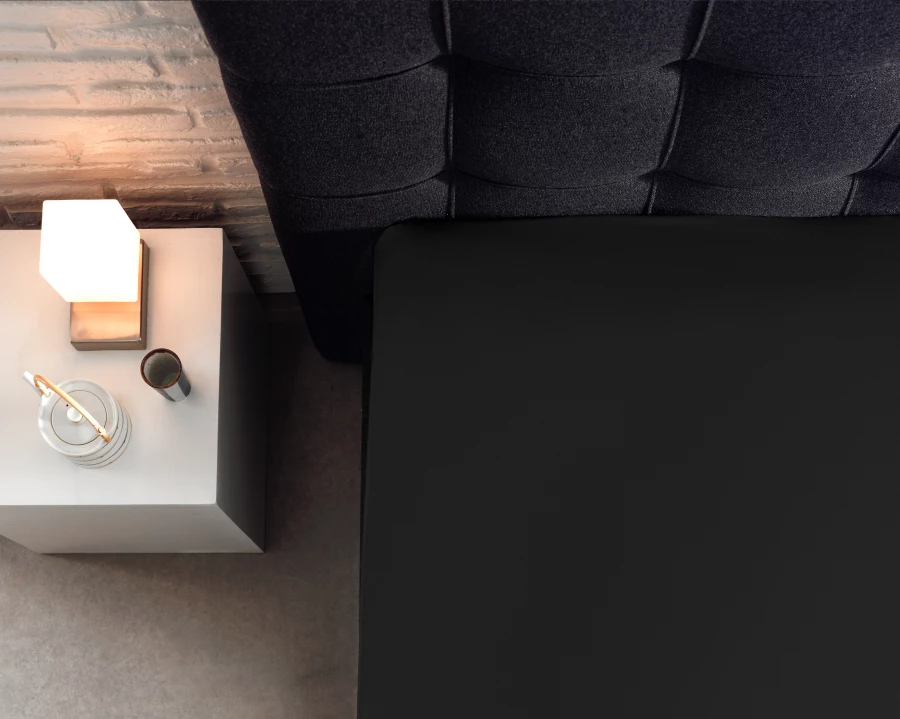 Splittopper Katoen Hoeslaken Zwart