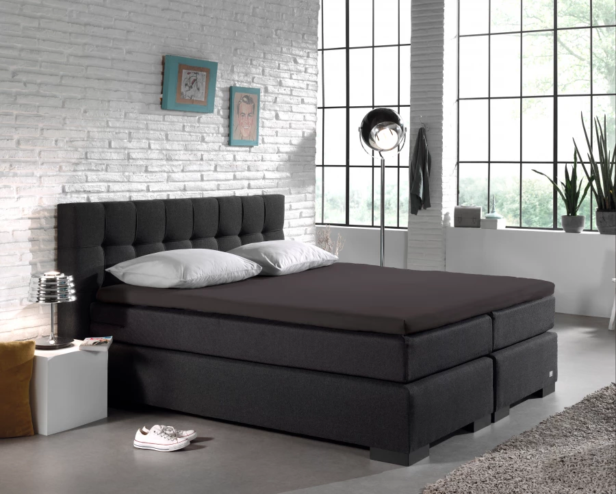 Splittopper Katoen Hoeslaken Antraciet