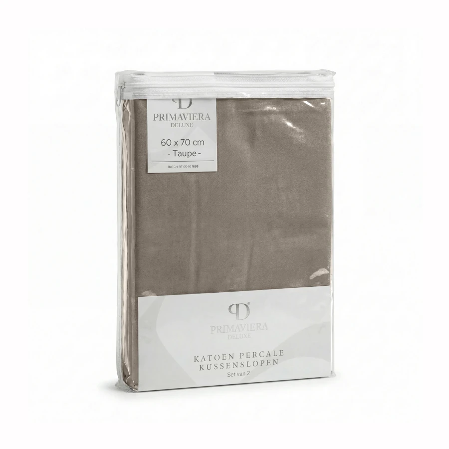 Lazy Kussensloop Percale 2Pack Taupe Bruin 60 x 70