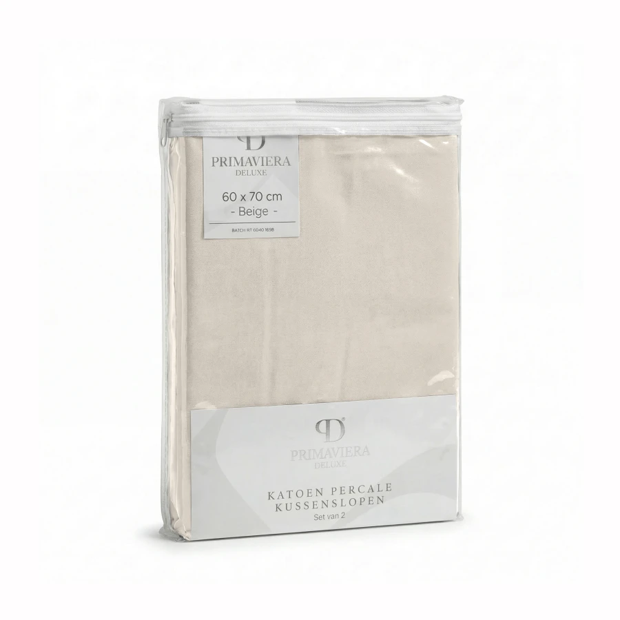 Lazy Kussensloop Percale 2Pack Beige 60 x 70