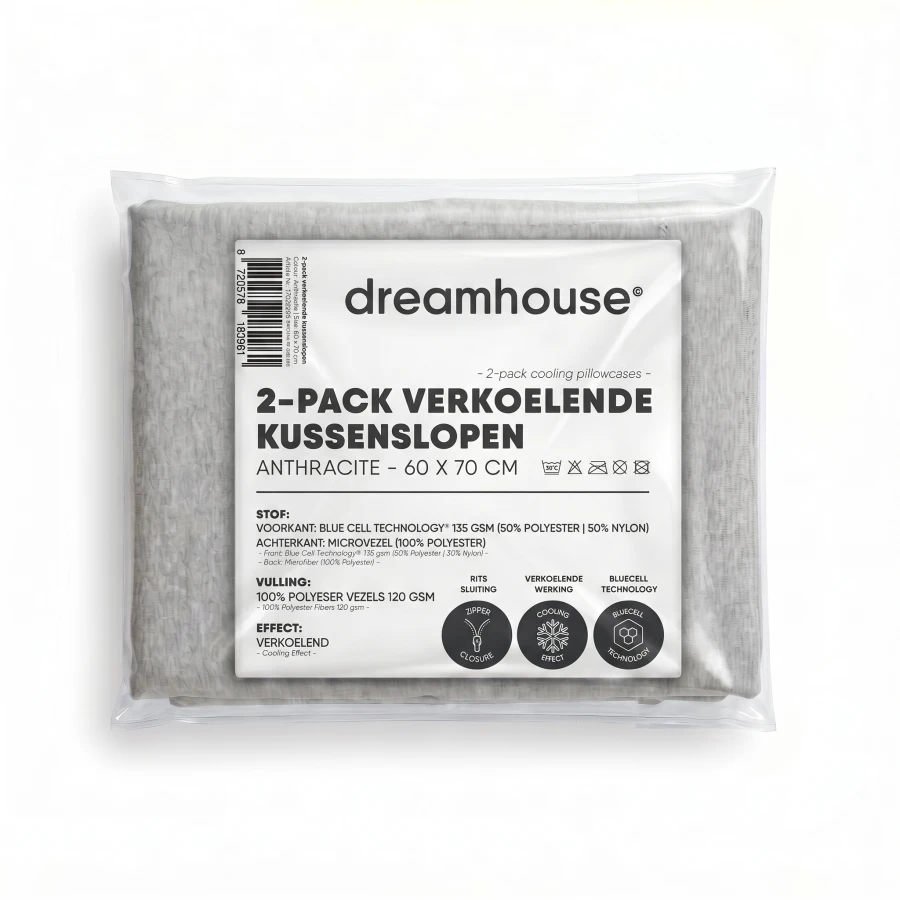 Verkoelende Kussenslopen 2pack Antraciet 60 x 70