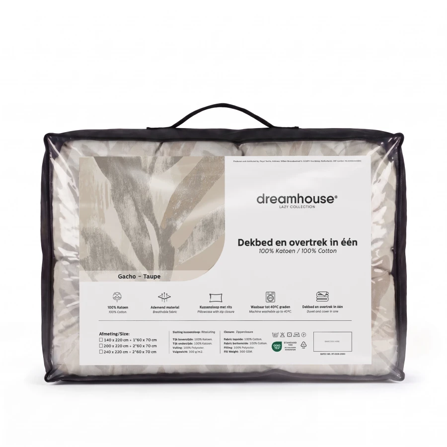 Lazy dekbed Gacho Taupe Met kussenslopen