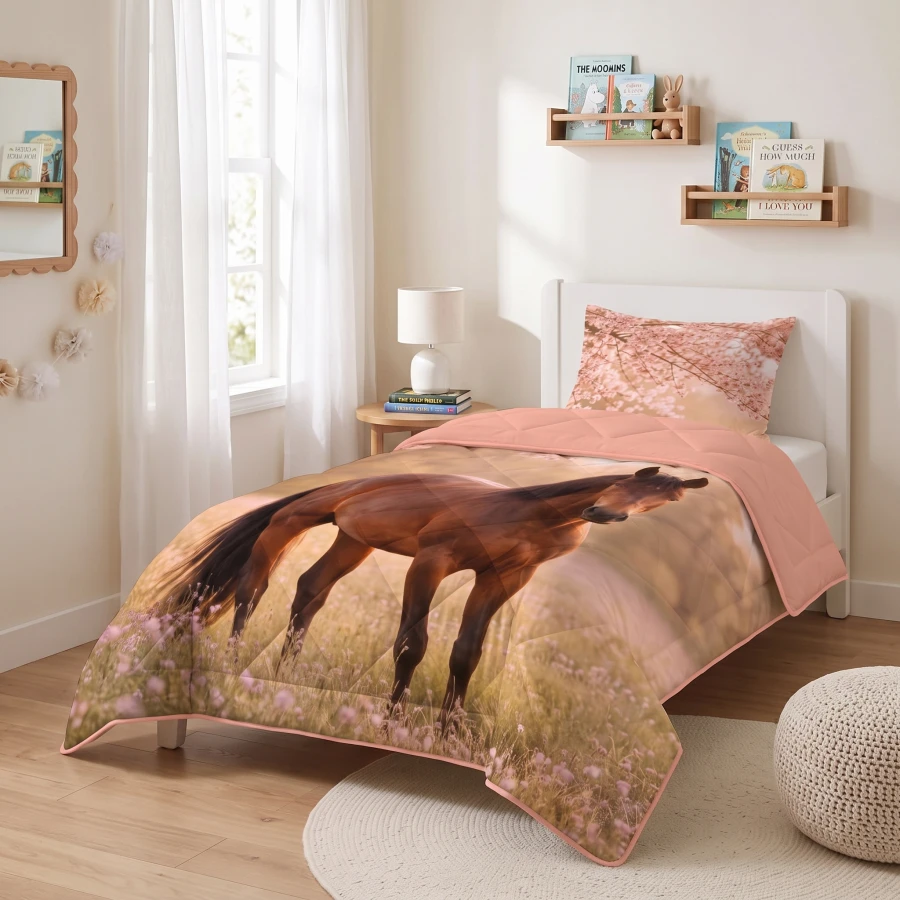 Lazy Kids Dekbed Luxe paard Roze 140 x 200