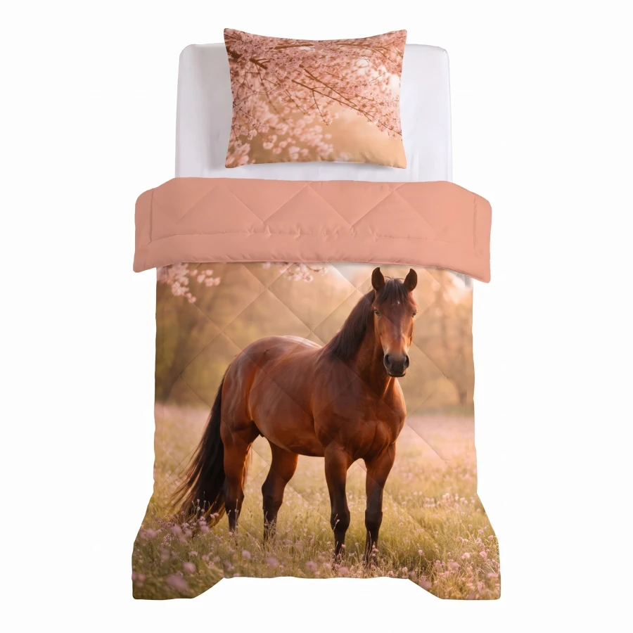 Lazy Kids Dekbed Luxe paard Roze 140 x 200