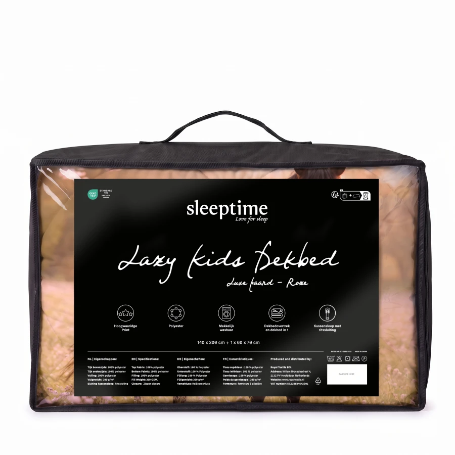 Lazy Kids Dekbed Luxe paard Roze 140 x 200