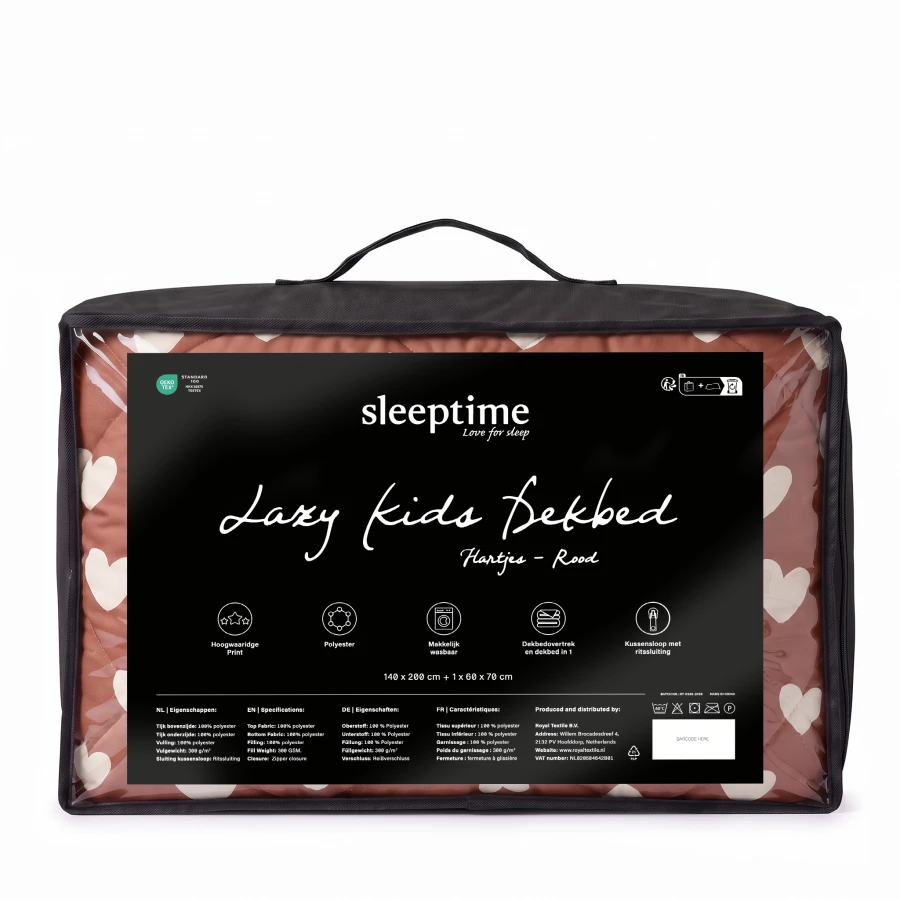 Lazy Kids Dekbed Hartjes Rood 140 x 200