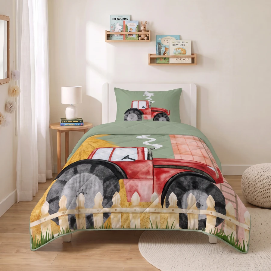 Lazy Kids Dekbed Traktor Groen 140 x 200