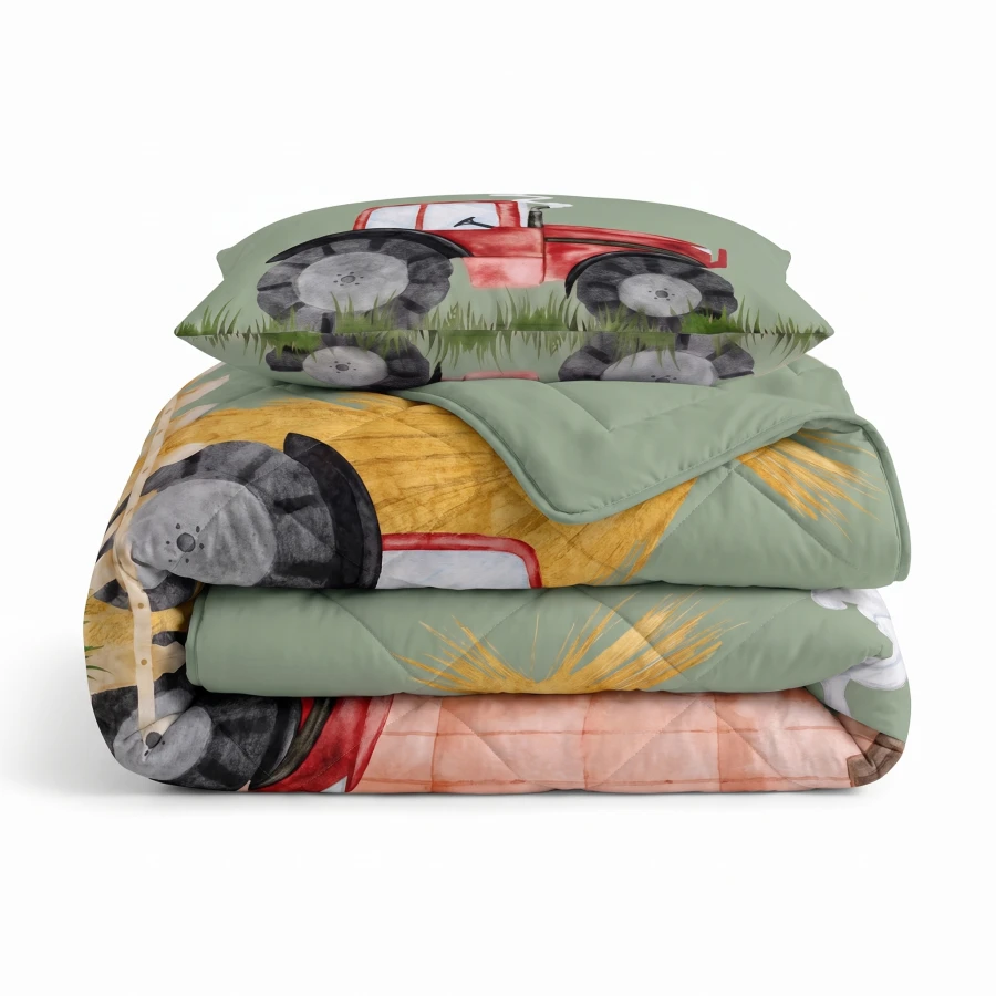 Lazy Kids Dekbed Traktor Groen 140 x 200
