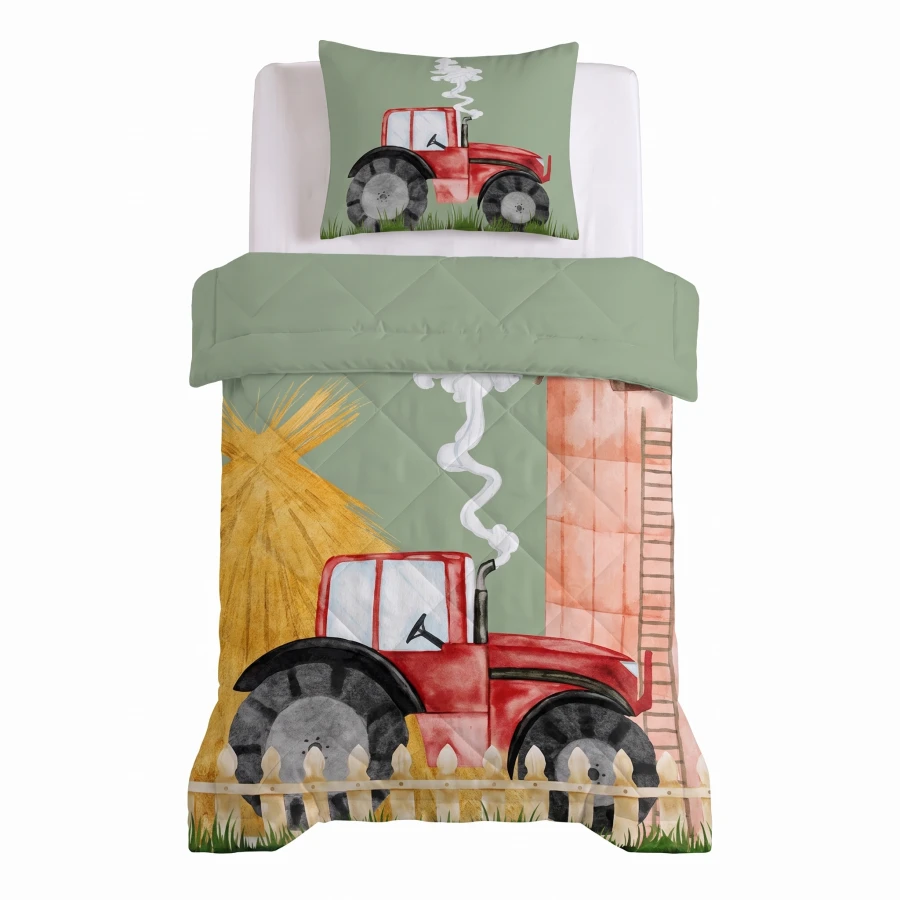 Lazy Kids Dekbed Traktor Groen 140 x 200