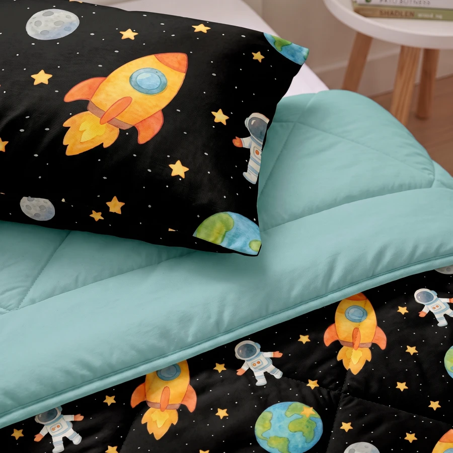 Lazy Kids Dekbed Astronaut Zwart 140 x 200