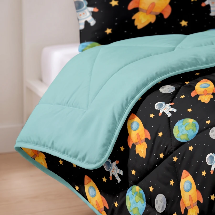 Lazy Kids Dekbed Astronaut Zwart 140 x 200