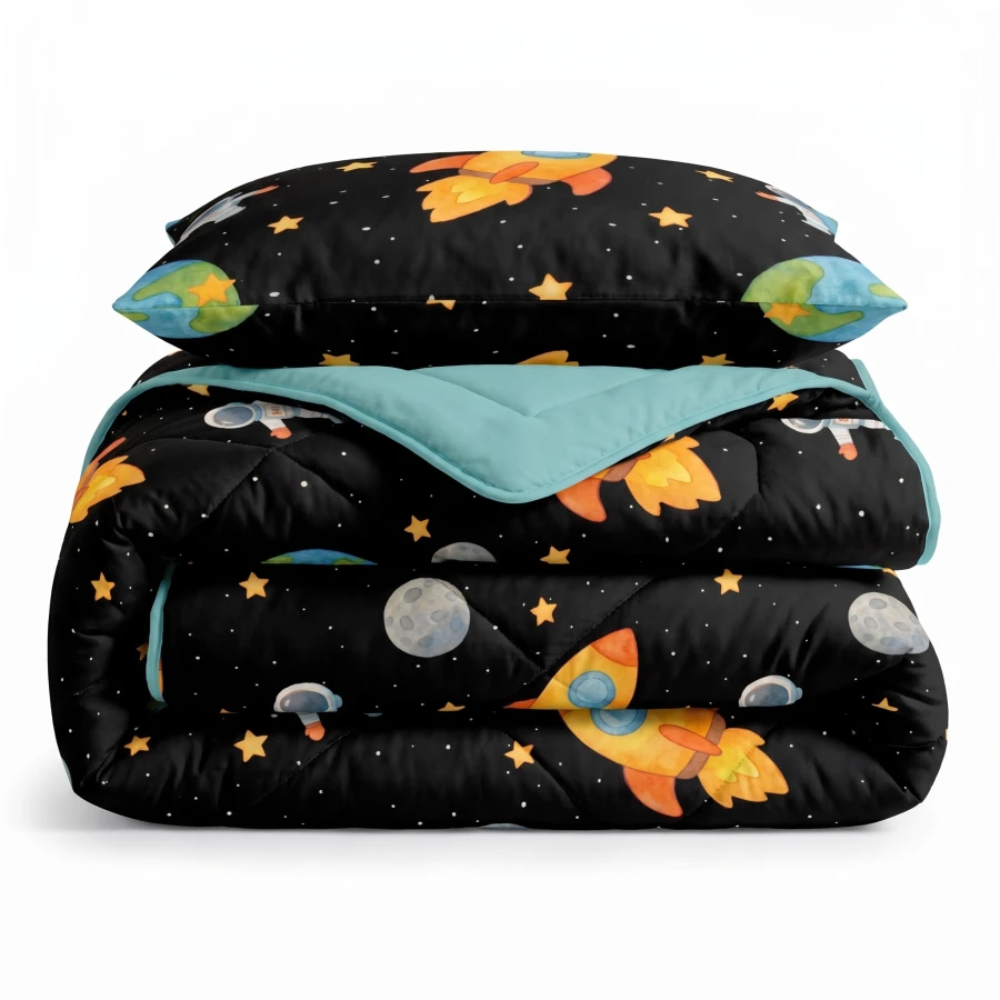 Lazy Kids Dekbed Astronaut Zwart 140 x 200