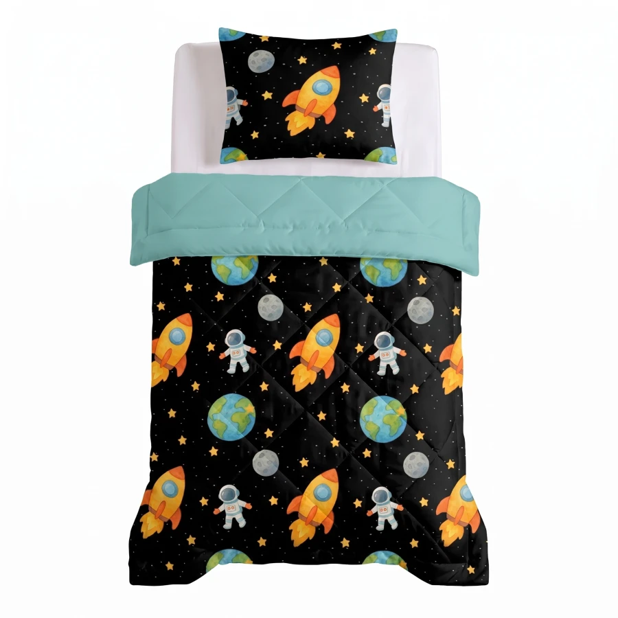 Lazy Kids Dekbed Astronaut Zwart 140 x 200