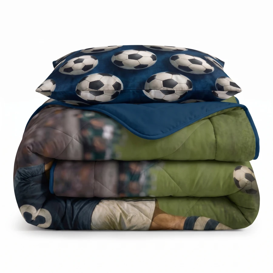 Lazy Kids Dekbed Voetbal ster Blauw 140 x 200