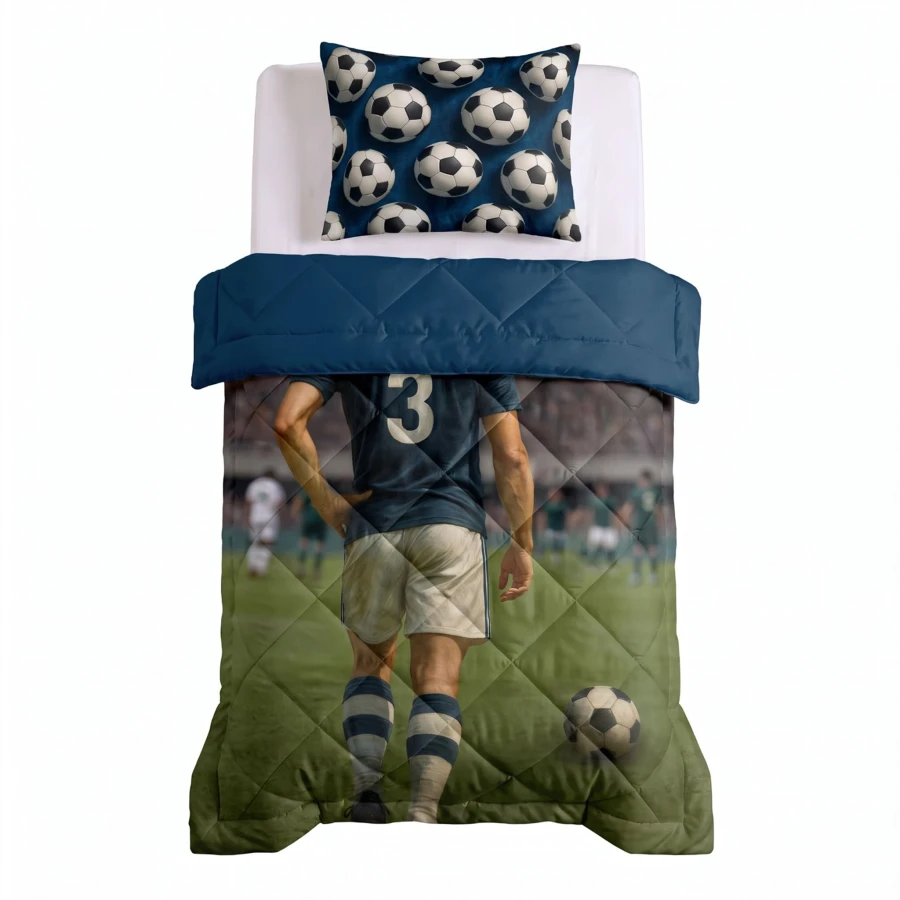 Lazy Kids Dekbed Voetbal ster Blauw 140 x 200