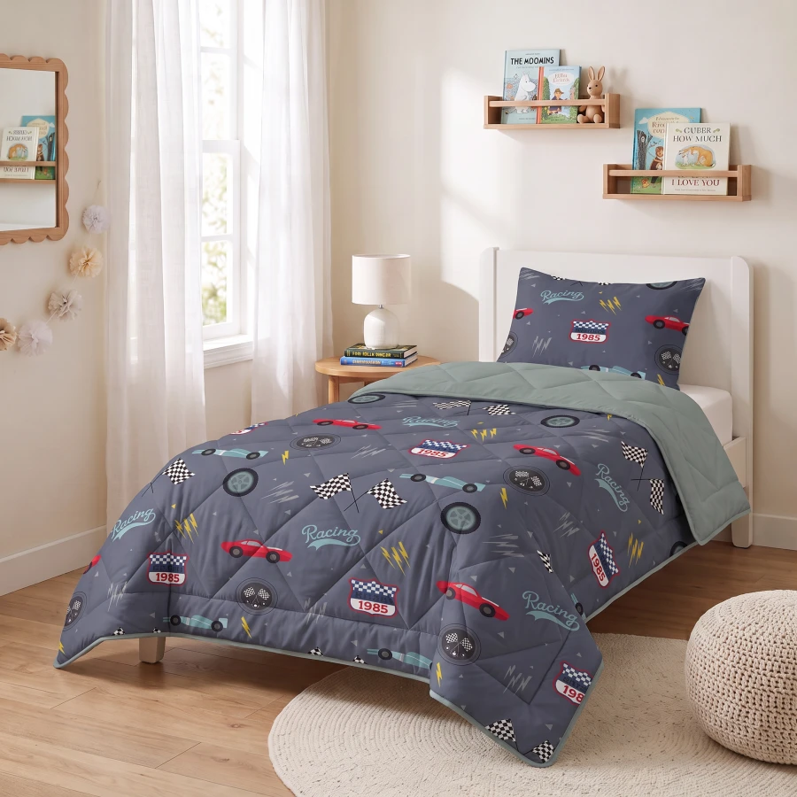 Lazy Kids Dekbed Race auto Blauw 140 x 200