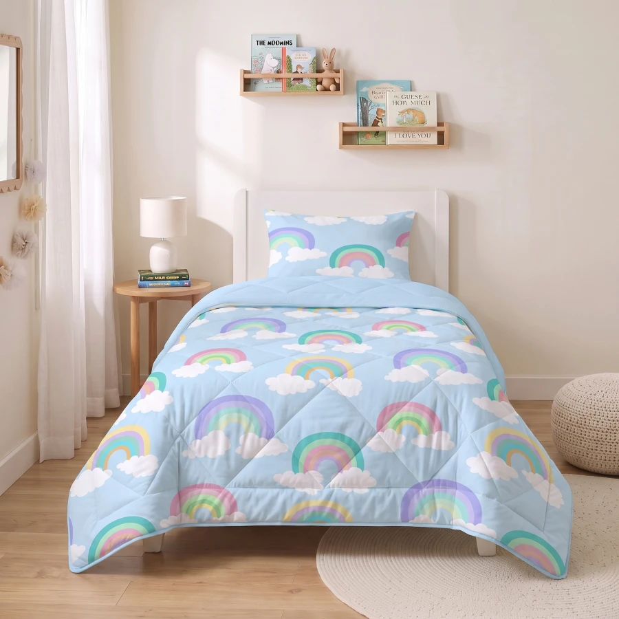 Lazy Kids Dekbed Regenboog Blauw 140 x 200